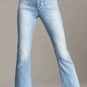 Denim Forum The Bailey Patch High Rise Flare Crop